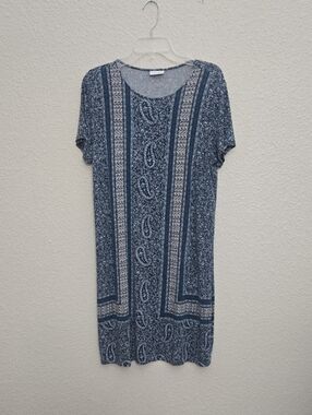 J Jill Tshirt Dress Blue/White  Size L
